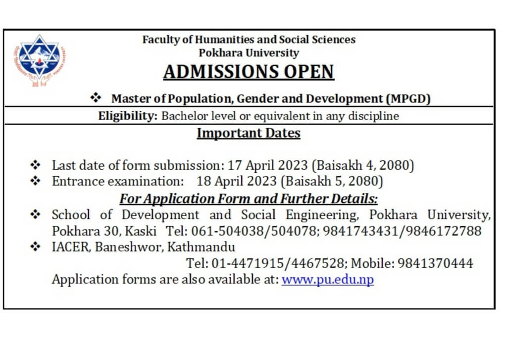 Admission Open for MPGD(Master's Program in Gender and Development) 1 MPGD 1