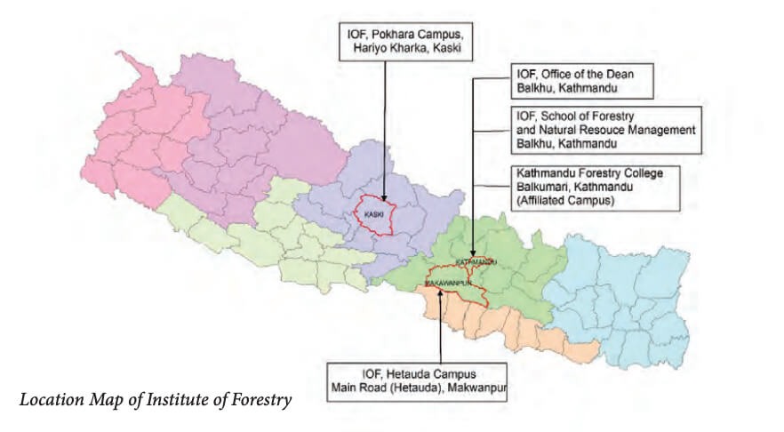 Tribhuvan University: TU, Nepal, Higher Studies 7 location map of Institute of Forestry